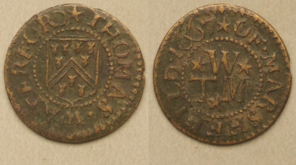 Marshfield, Thomas Waterford 1667 Farthing